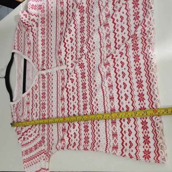 Loft Top Womens Sleep Shirt Size L Snowflake Heart Waffle Knit - Picture 4 of 9